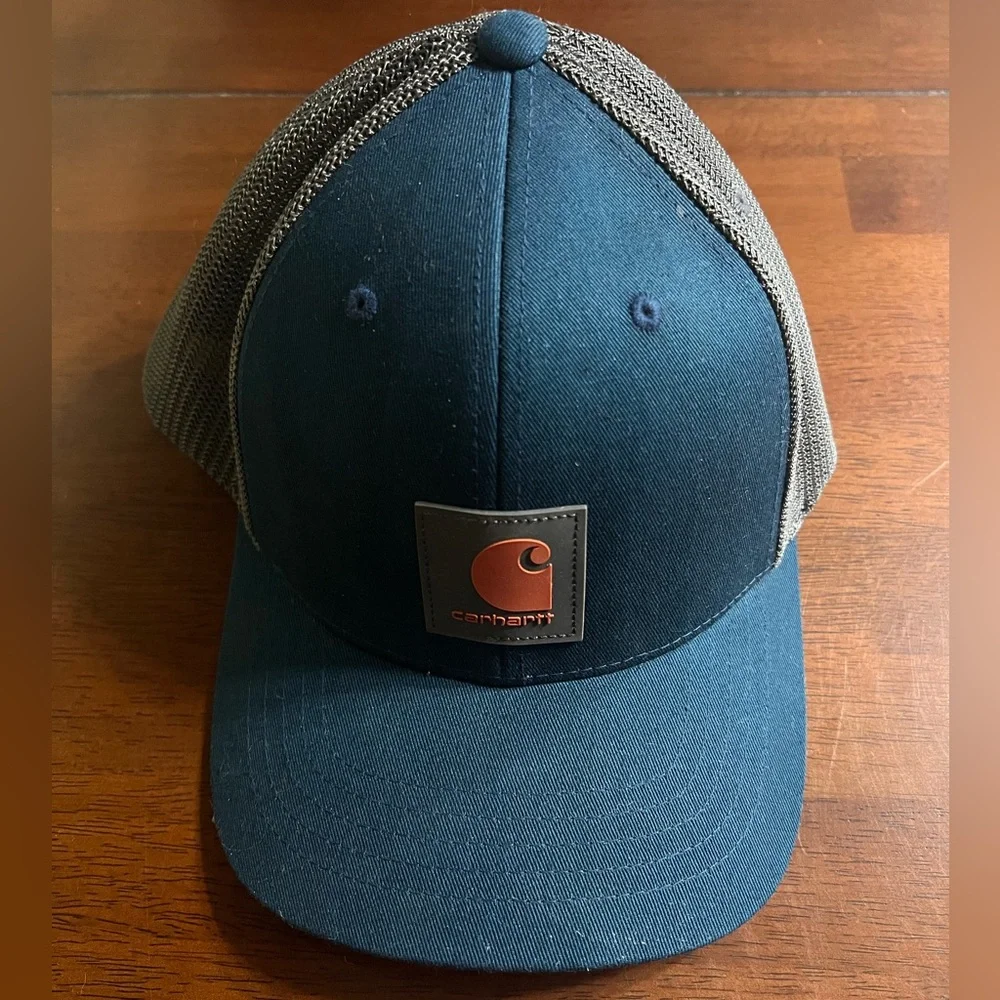 New - Carhartt Men's Blue and Gray Mesh Back Cap - Picture 2 of 4